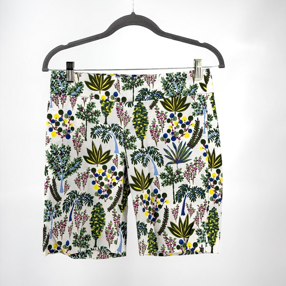 J. McLaughlin Botanical Tropical Shorts Womens 6 White Multi Bermuda